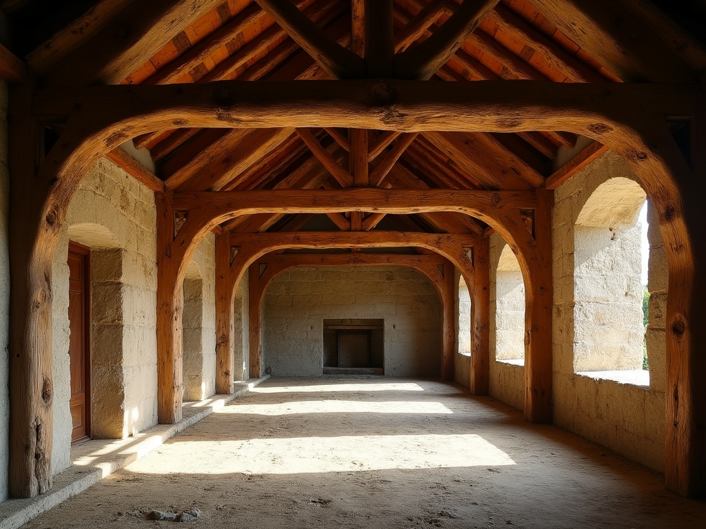 Charpente traditionnelle en chêne massif